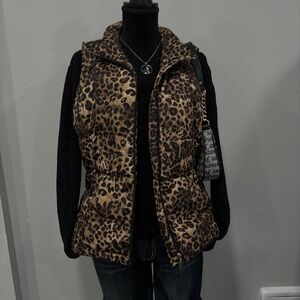 Charter Club Brown Leopard Print Vest